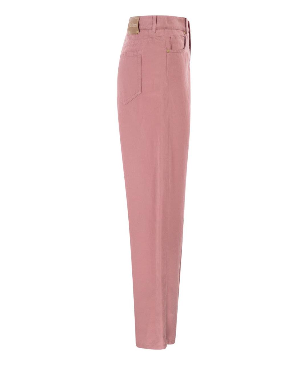 'S MAX MARA Розовые хлопковые прямые брюки, фото 3
