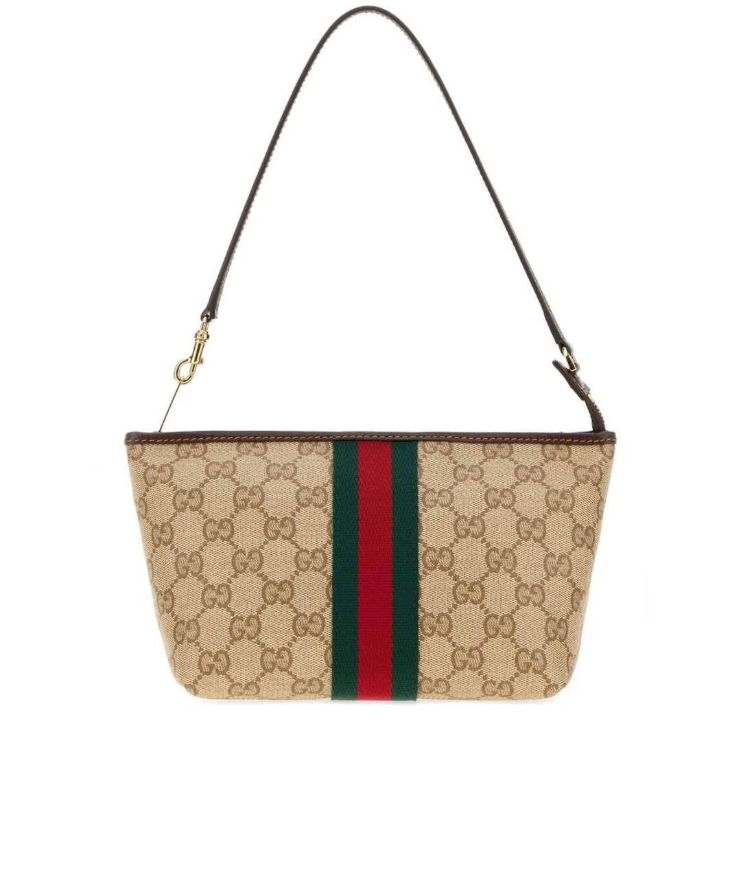 GUCCI Бежевая тканевая сумка через плечо, фото 1