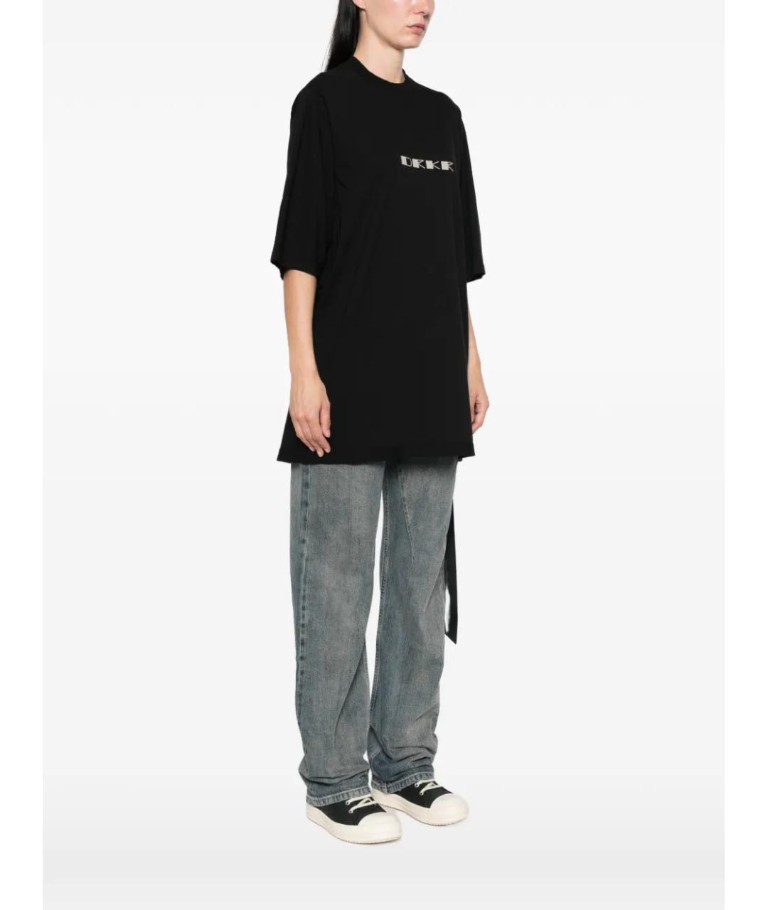 RICK OWENS DRKSHDW Черная хлопковая футболка, фото 3
