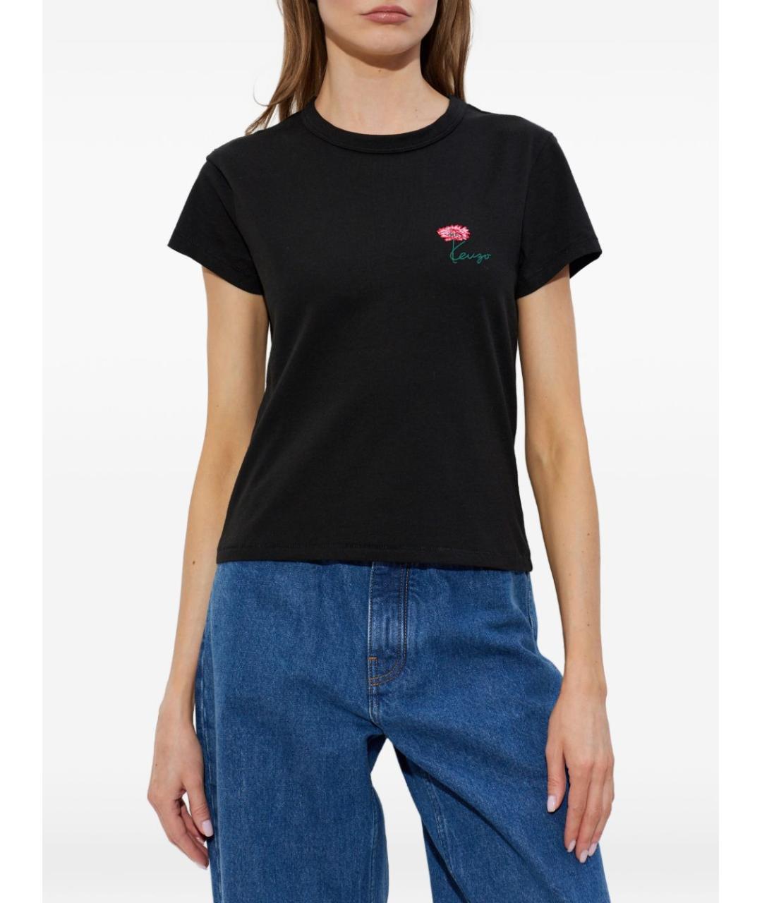 KENZO Черная хлопковая футболка, фото 2