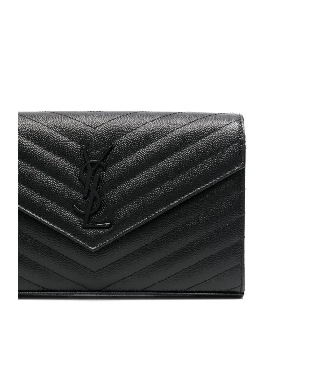 SAINT LAURENT Черная кожаная сумка через плечо, фото 4