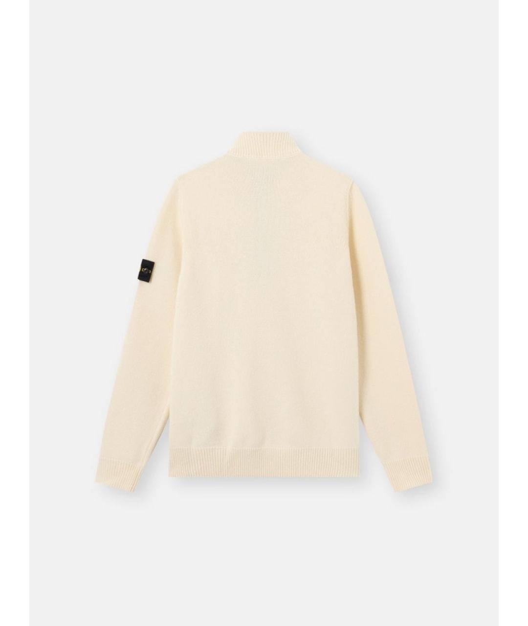 STONE ISLAND Бежевый шерстяной джемпер / свитер, фото 3