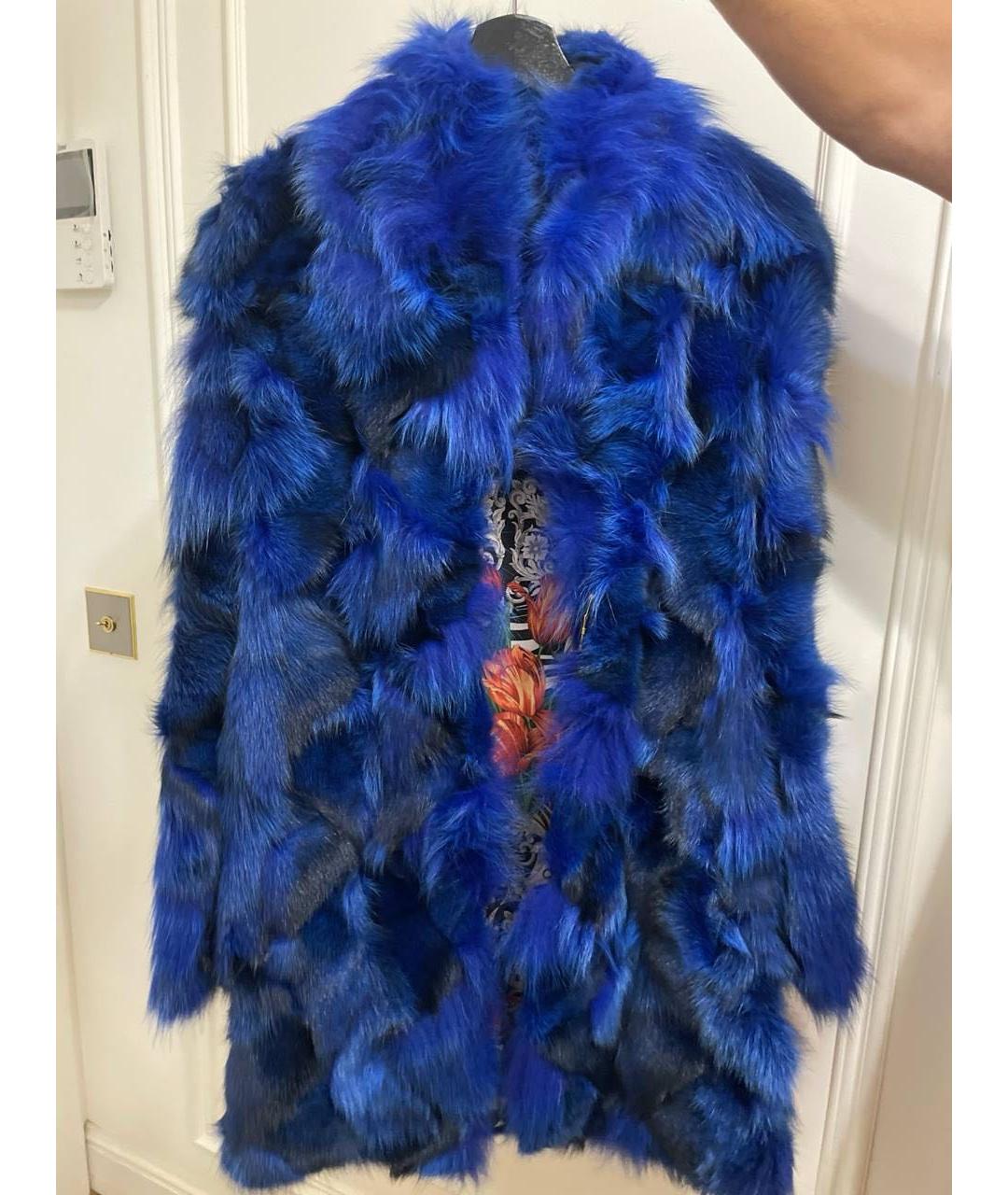 VERSUS VERSACE Синяя меховая шуба, фото 5