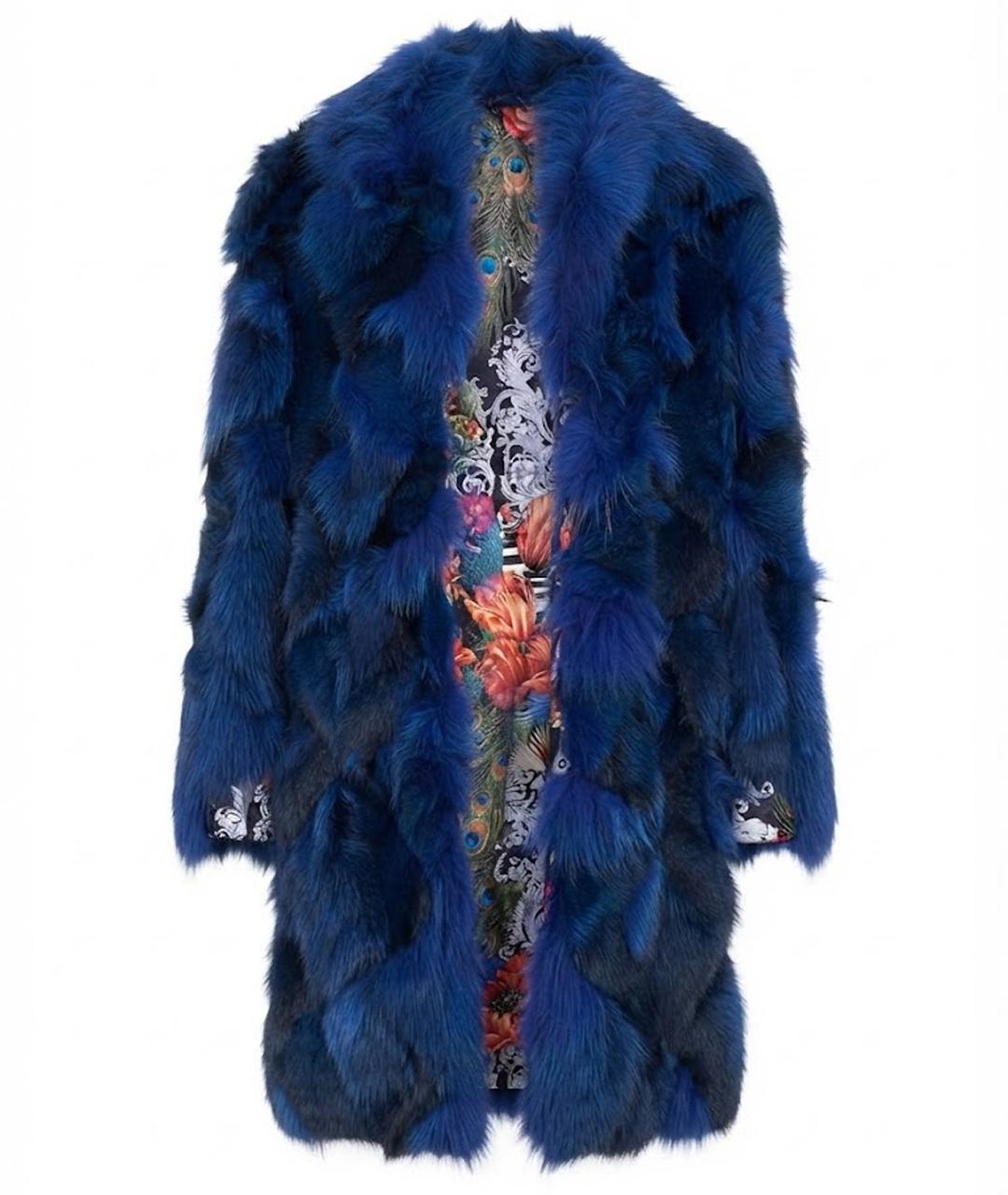 VERSUS VERSACE Синяя меховая шуба, фото 1