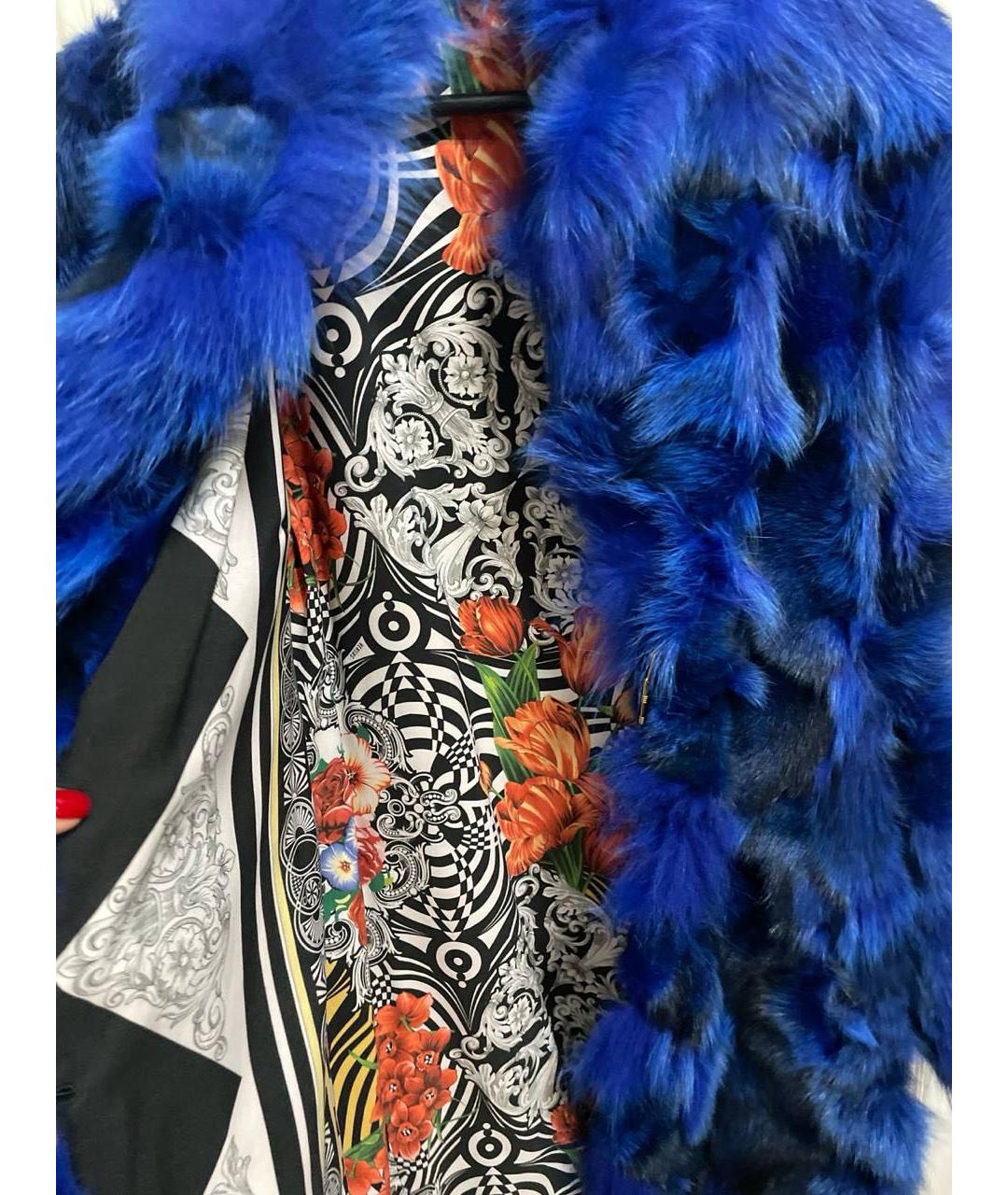 VERSUS VERSACE Синяя меховая шуба, фото 3