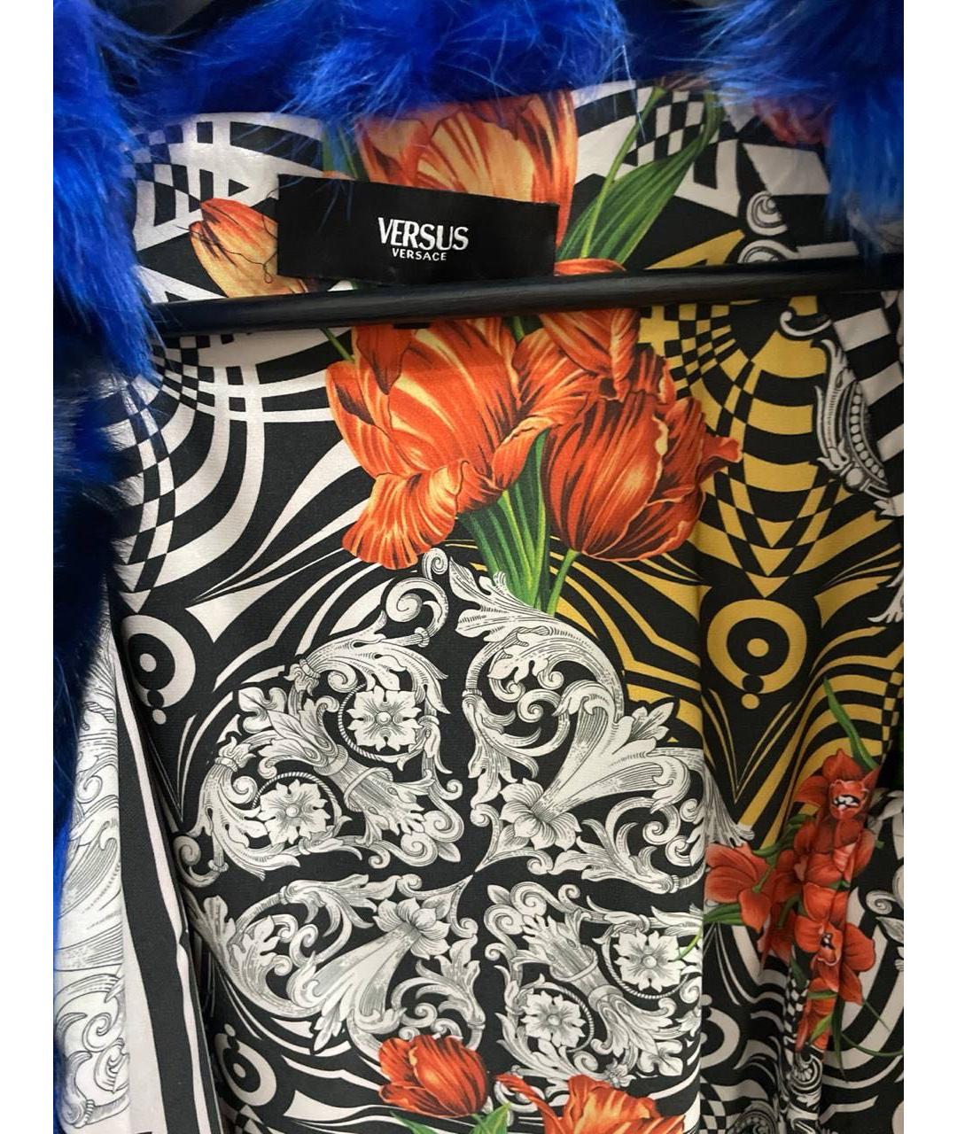 VERSUS VERSACE Синяя меховая шуба, фото 4