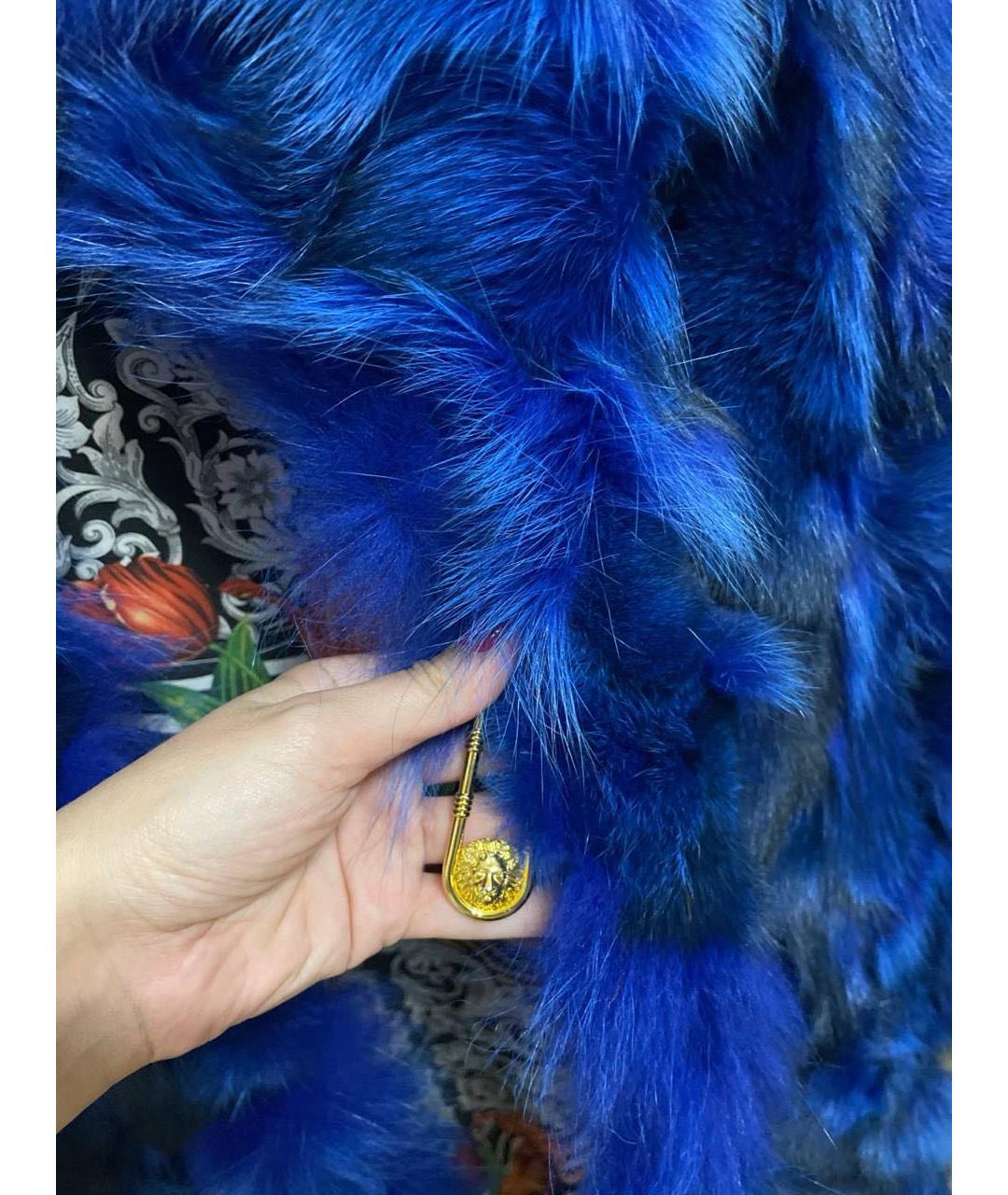VERSUS VERSACE Синяя меховая шуба, фото 2
