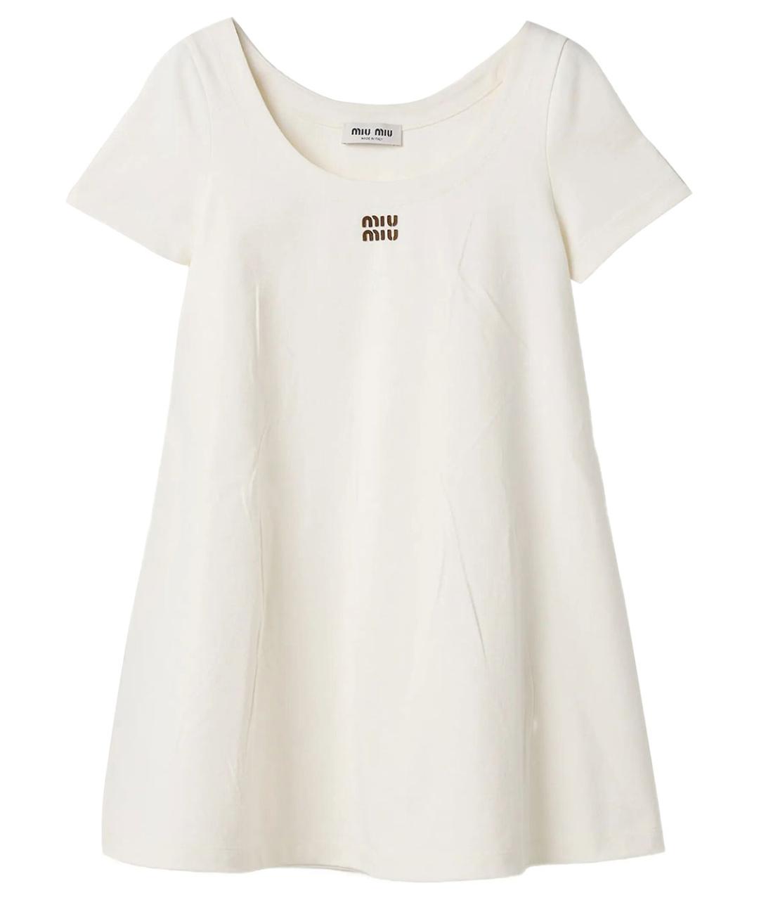 MIU MIU Белое хлопковое повседневное платье, фото 1