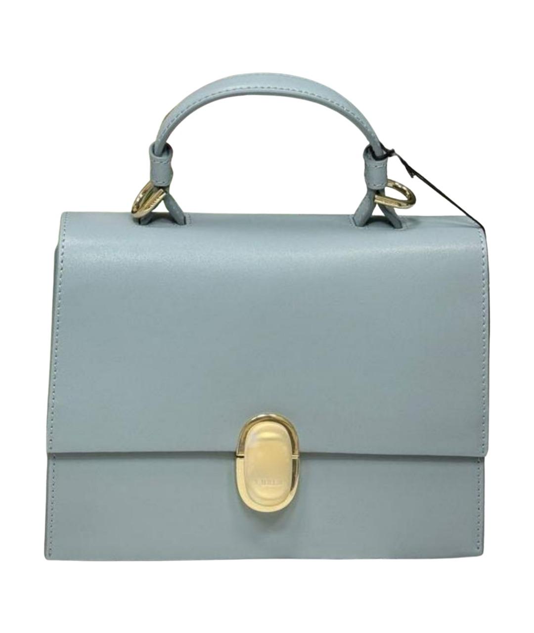 FURLA Голубая кожаная сумка с короткими ручками, фото 1