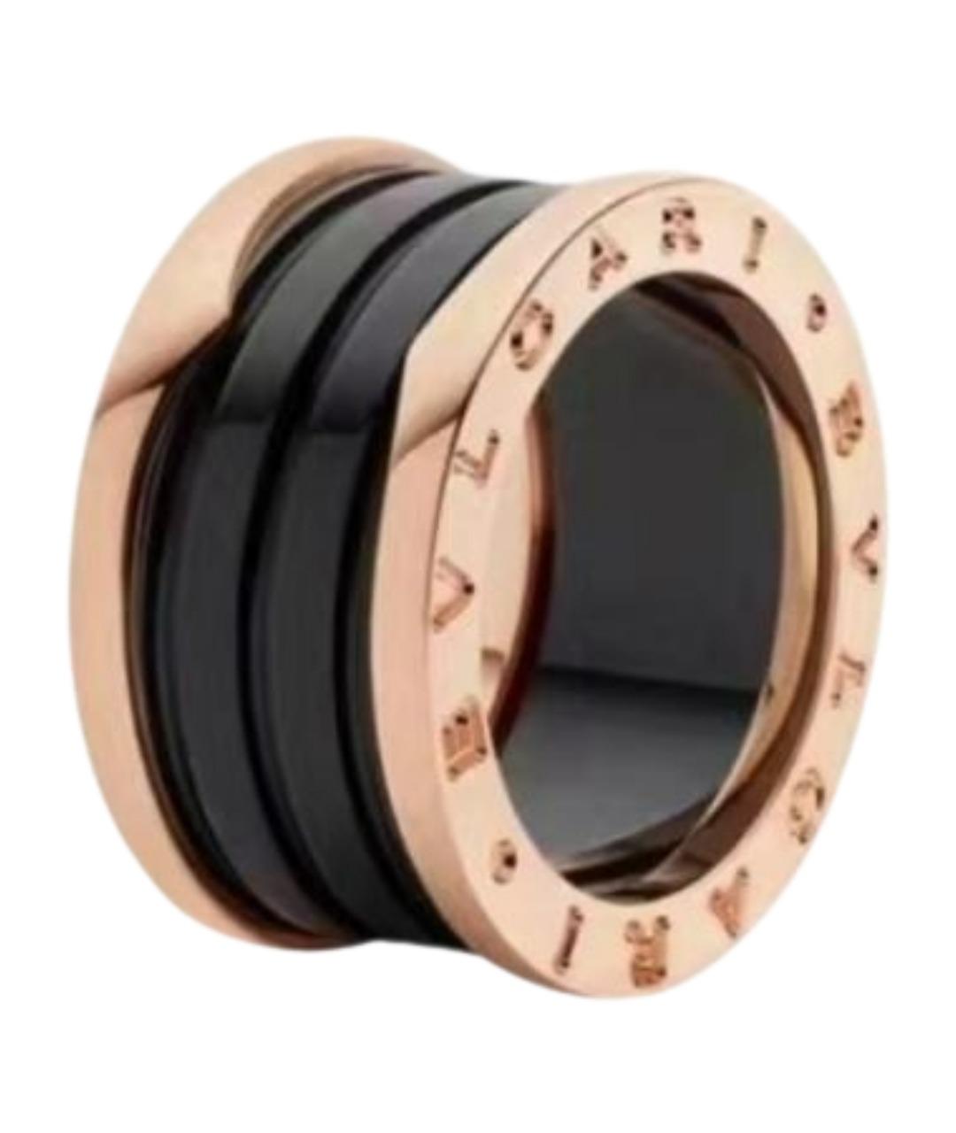 BVLGARI Черное кольцо из розового золота, фото 1
