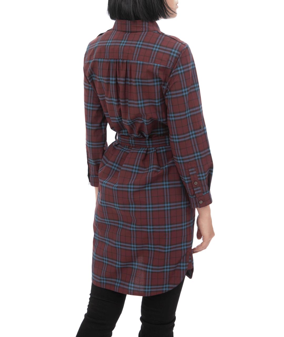 BURBERRY Бордовое хлопковое повседневное платье, фото 5