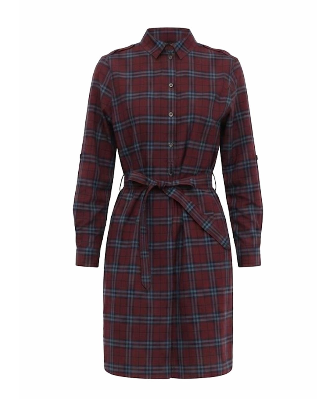 BURBERRY Бордовое хлопковое повседневное платье, фото 1