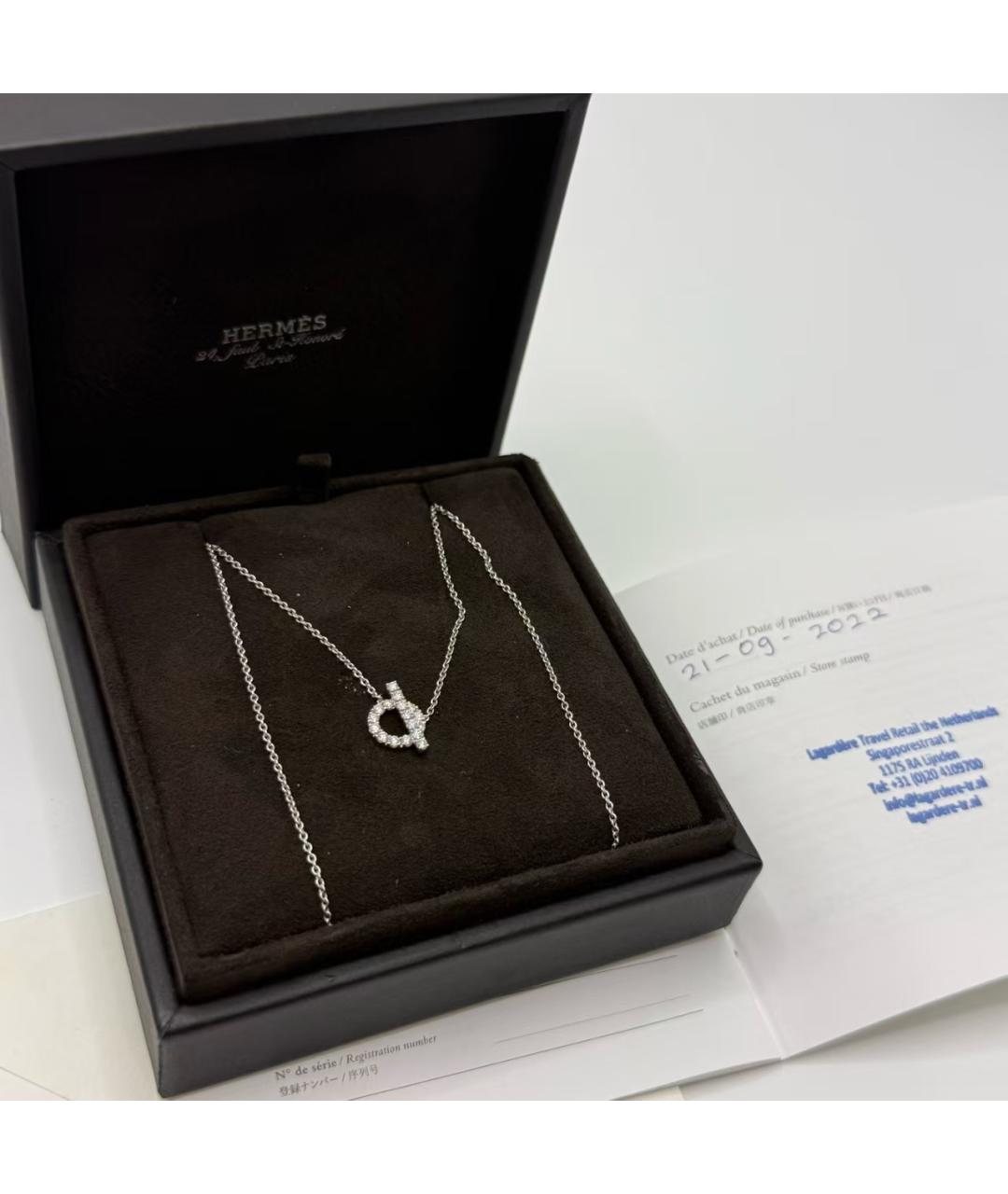 HERMES Серебряное колье из белого золота, фото 2