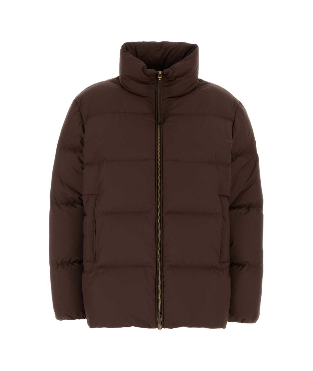 MONCLER Коричневый полиэстеровый пуховик, фото 1