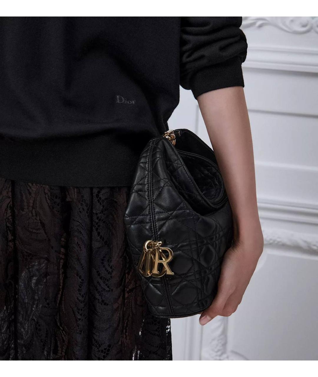 CHRISTIAN DIOR Черная кожаная сумка через плечо, фото 6