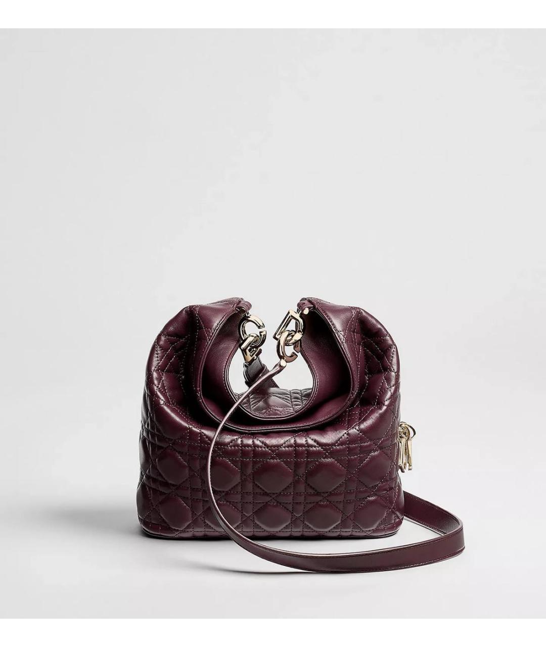 CHRISTIAN DIOR Бордовая кожаная сумка через плечо, фото 2