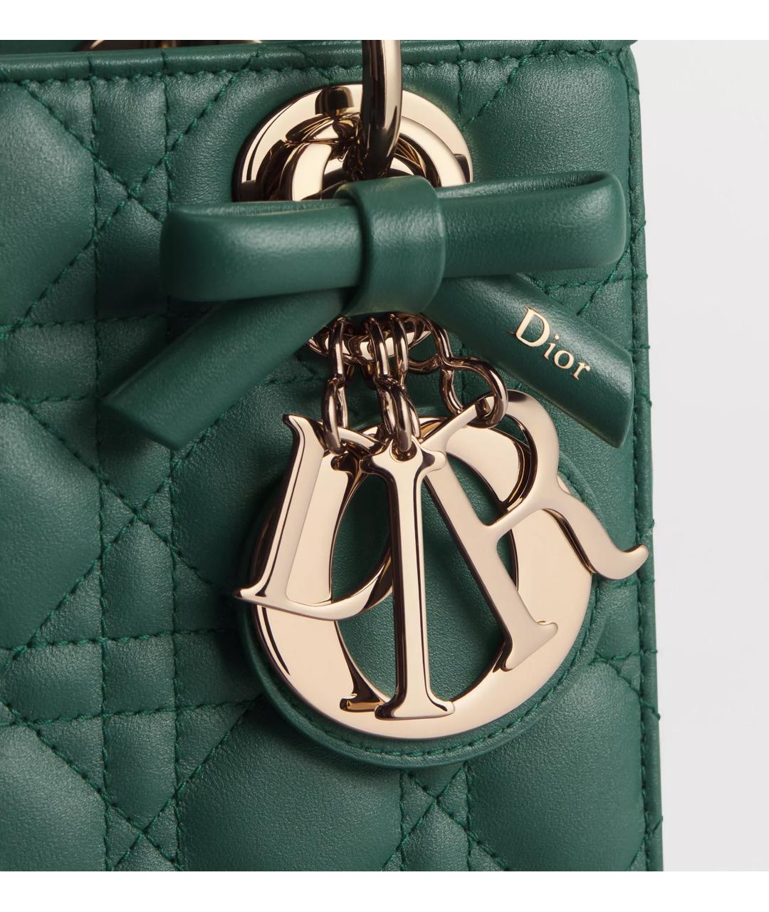CHRISTIAN DIOR Зеленая кожаная сумка тоут, фото 5