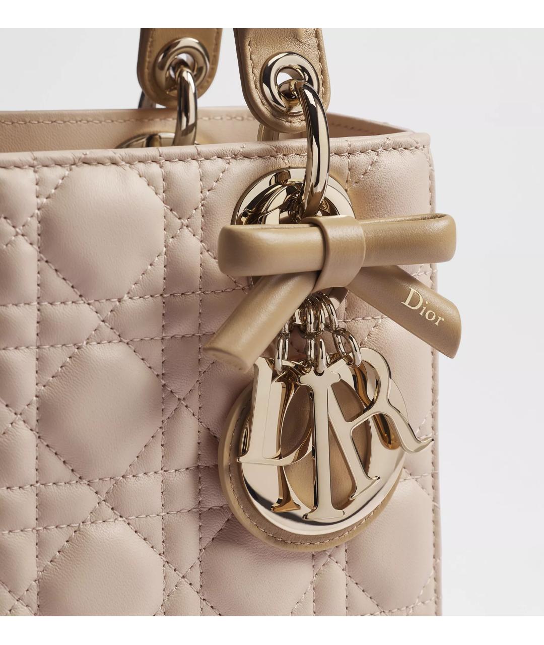 CHRISTIAN DIOR Бежевая кожаная сумка тоут, фото 5