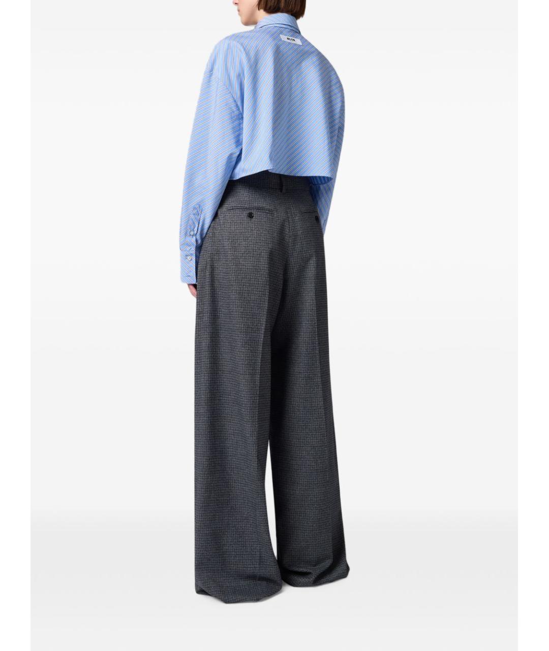 MSGM Серые полиэстеровые брюки широкие, фото 3