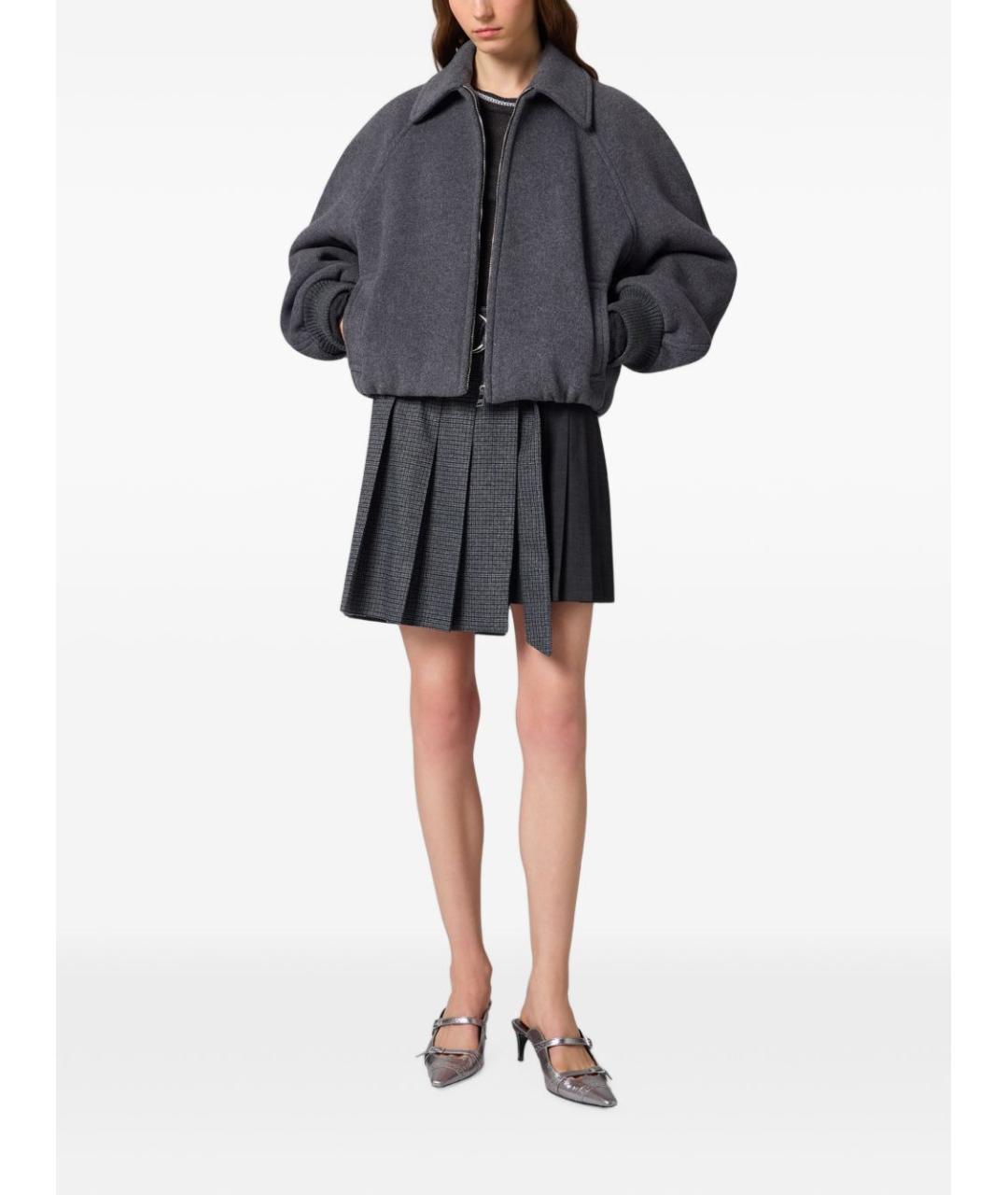 MSGM Серая полиэстеровая юбка мини, фото 5