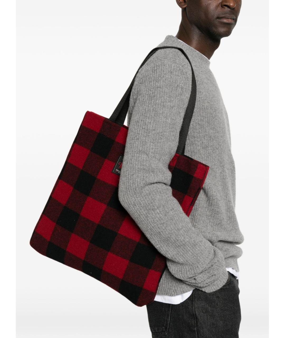 WOOLRICH Красная шерстяная сумка тоут, фото 2
