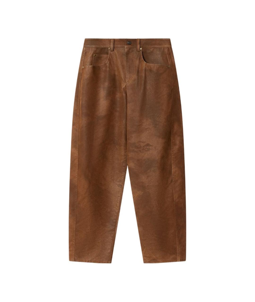 ISABEL MARANT ETOILE Коричневые полиэстеровые прямые брюки, фото 1