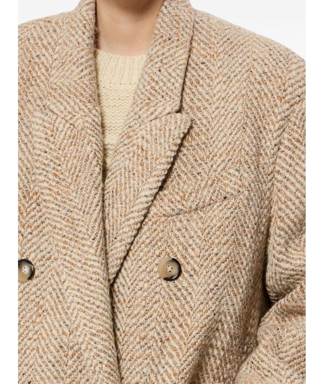 ISABEL MARANT ETOILE Бежевое шерстяное пальто, фото 2