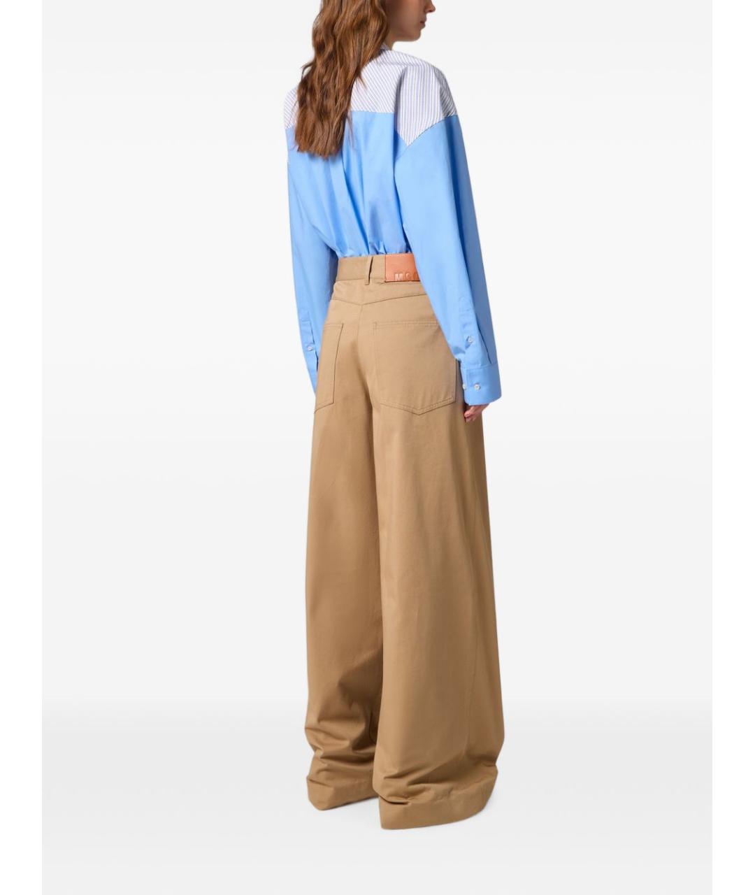 MSGM Бежевые хлопковые брюки широкие, фото 5