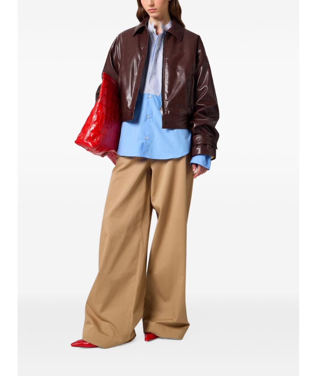 MSGM Бежевые хлопковые брюки широкие, фото 3
