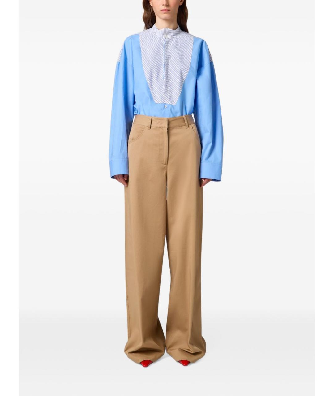 MSGM Бежевые хлопковые брюки широкие, фото 2