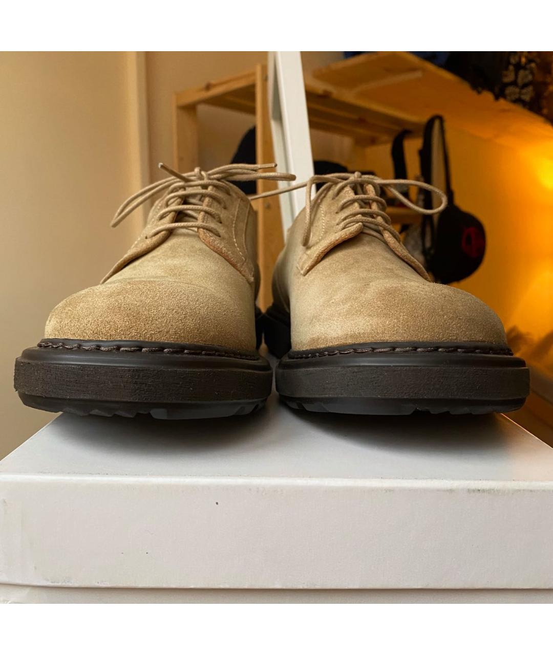 EMPORIO ARMANI Бежевые замшевые низкие ботинки, фото 4