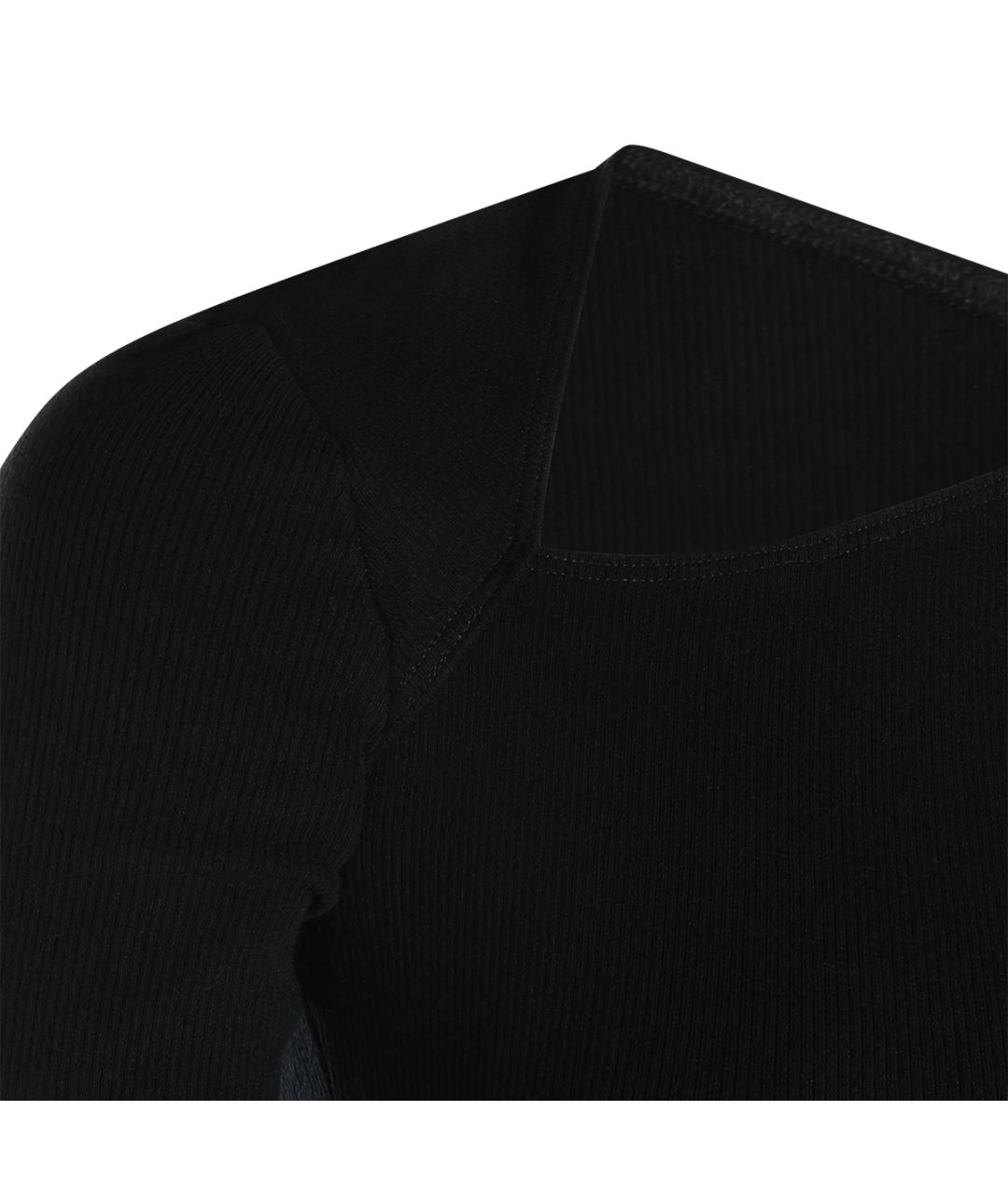 MM6 MAISON MARGIELA Черная хлопко-эластановая футболка, фото 3