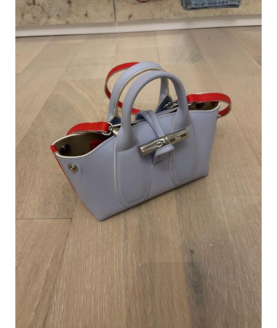 LONGCHAMP Голубая кожаная сумка с короткими ручками, фото 5
