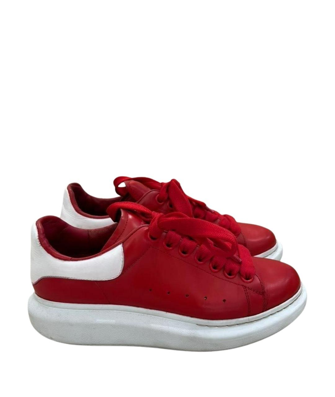 ALEXANDER MCQUEEN Красные кожаные кеды, фото 1