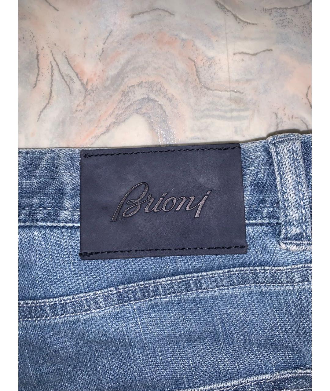 BRIONI Голубые хлопко-эластановые прямые джинсы, фото 3