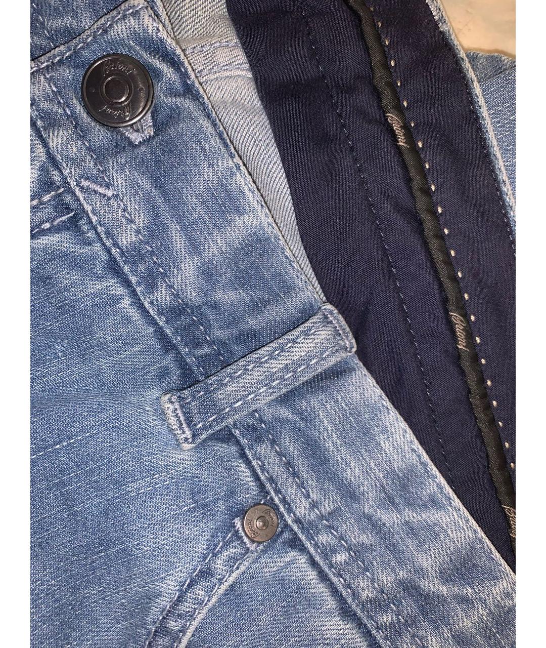 BRIONI Голубые хлопко-эластановые прямые джинсы, фото 4