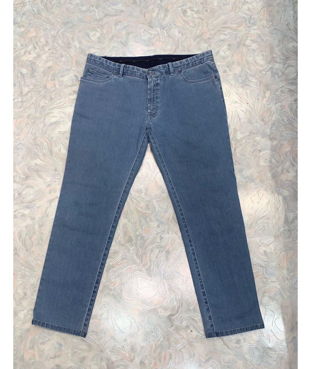 BRIONI Голубые хлопко-эластановые прямые джинсы, фото 9