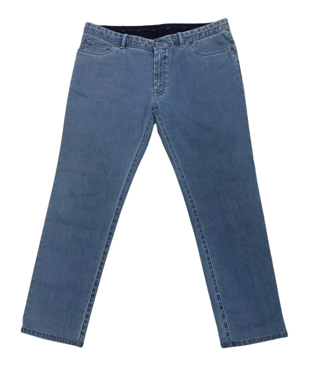 BRIONI Голубые хлопко-эластановые прямые джинсы, фото 1