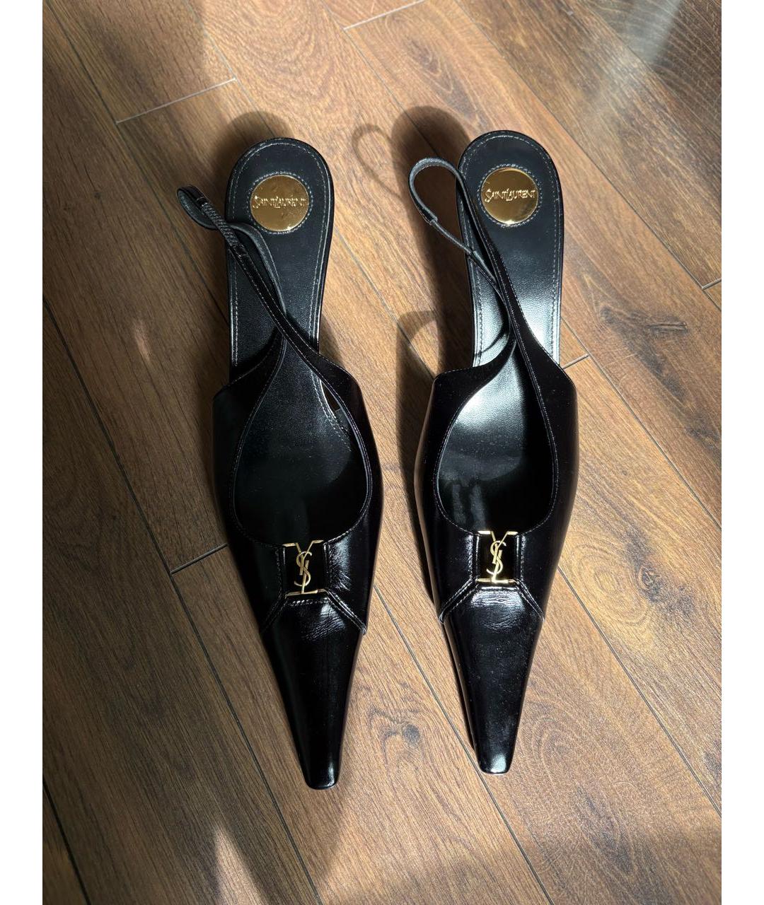 SAINT LAURENT Черные кожаные туфли, фото 2