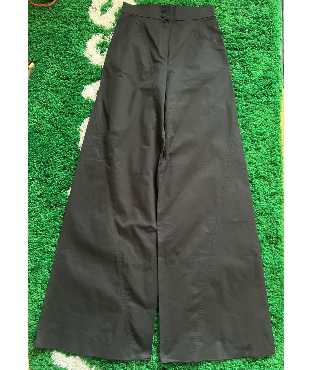 FENDI Черные хлопко-эластановые брюки широкие, фото 9