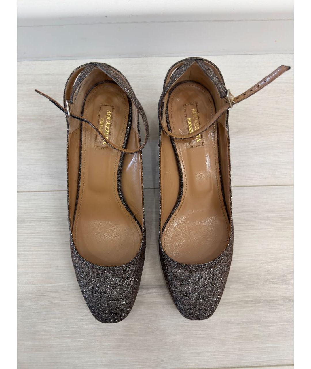 AQUAZZURA Серебряные текстильные туфли, фото 2