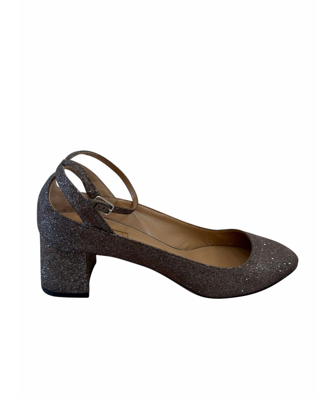 AQUAZZURA Серебряные текстильные туфли, фото 9