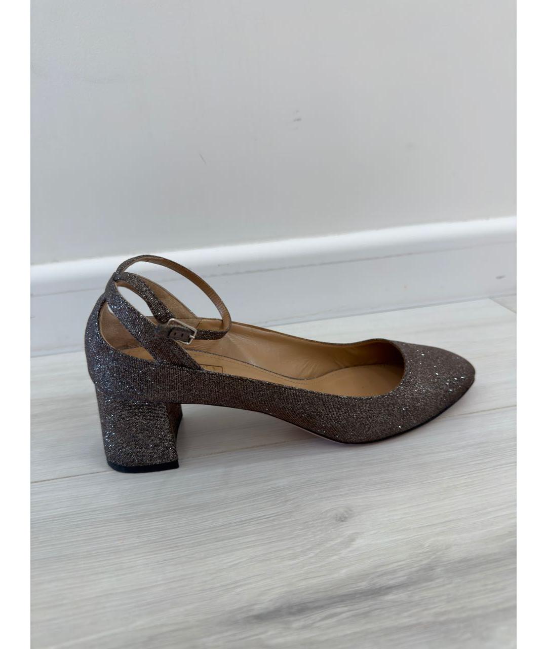 AQUAZZURA Серебряные текстильные туфли, фото 8