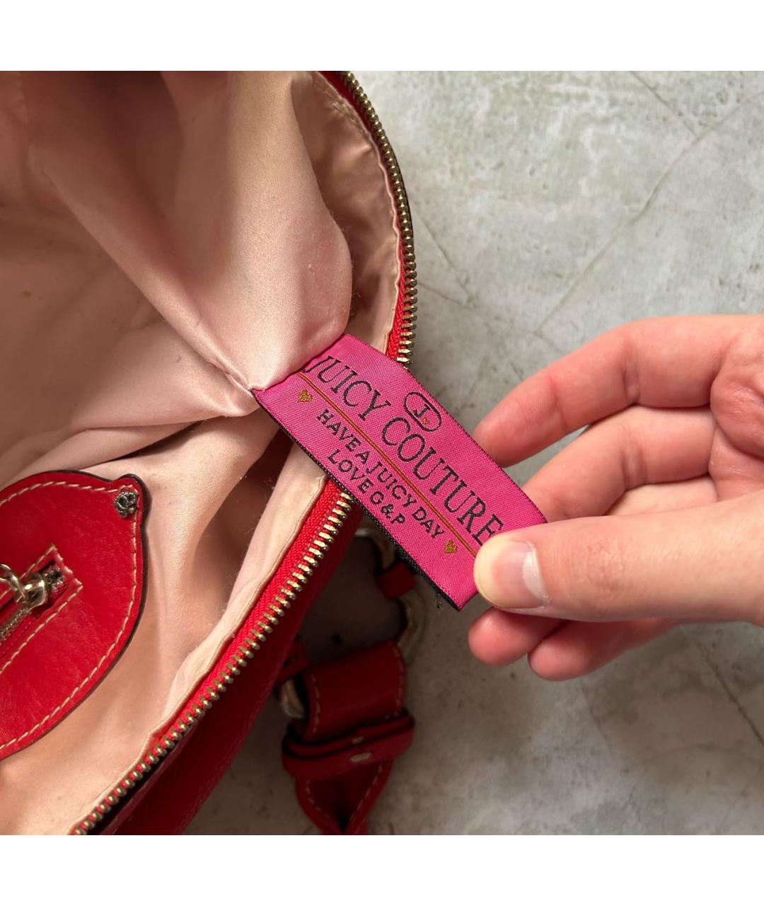 JUICY COUTURE Красная кожаная сумка с короткими ручками, фото 8