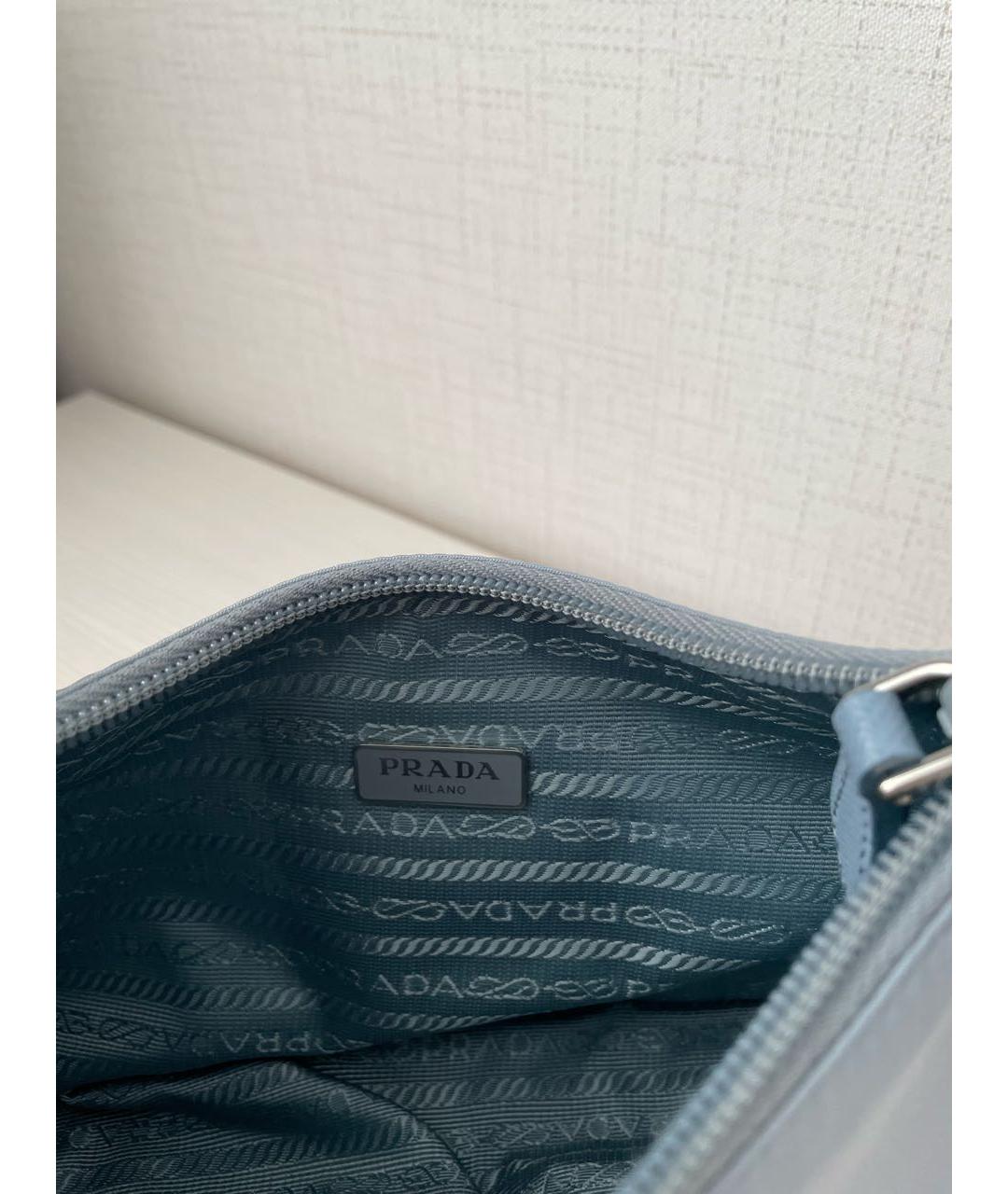 PRADA Голубая синтетическая сумка с короткими ручками, фото 4