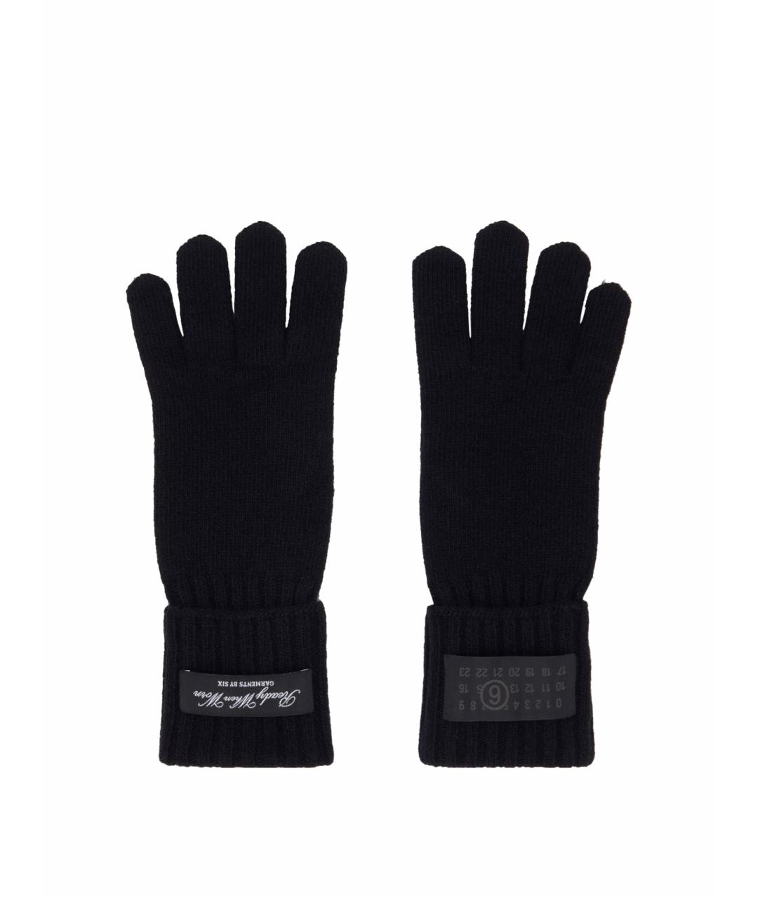 MM6 MAISON MARGIELA Черные шерстяные перчатки, фото 1