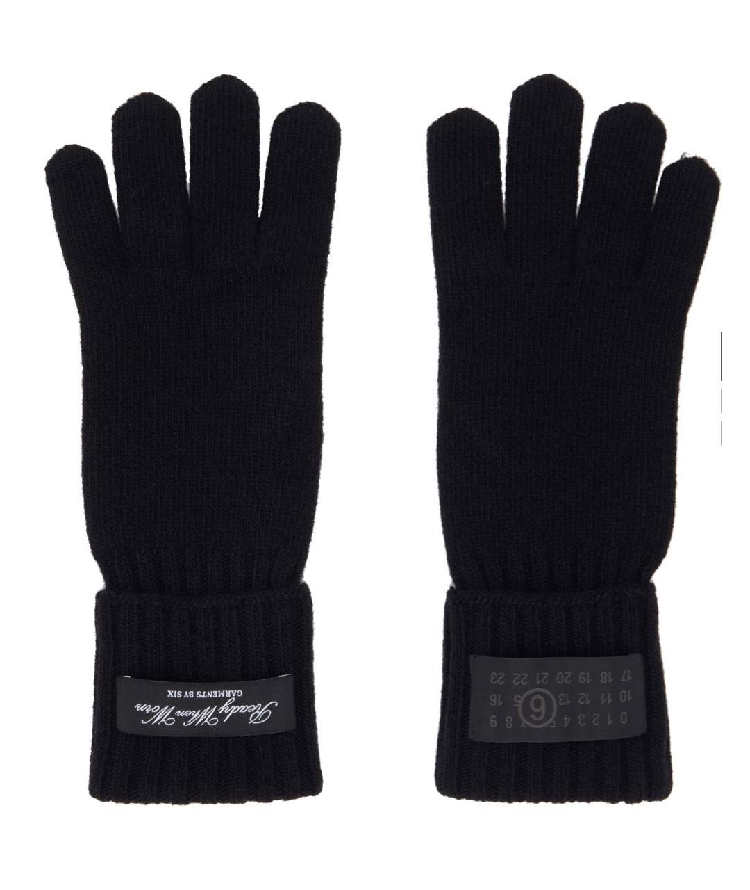 MM6 MAISON MARGIELA Черные шерстяные перчатки, фото 4