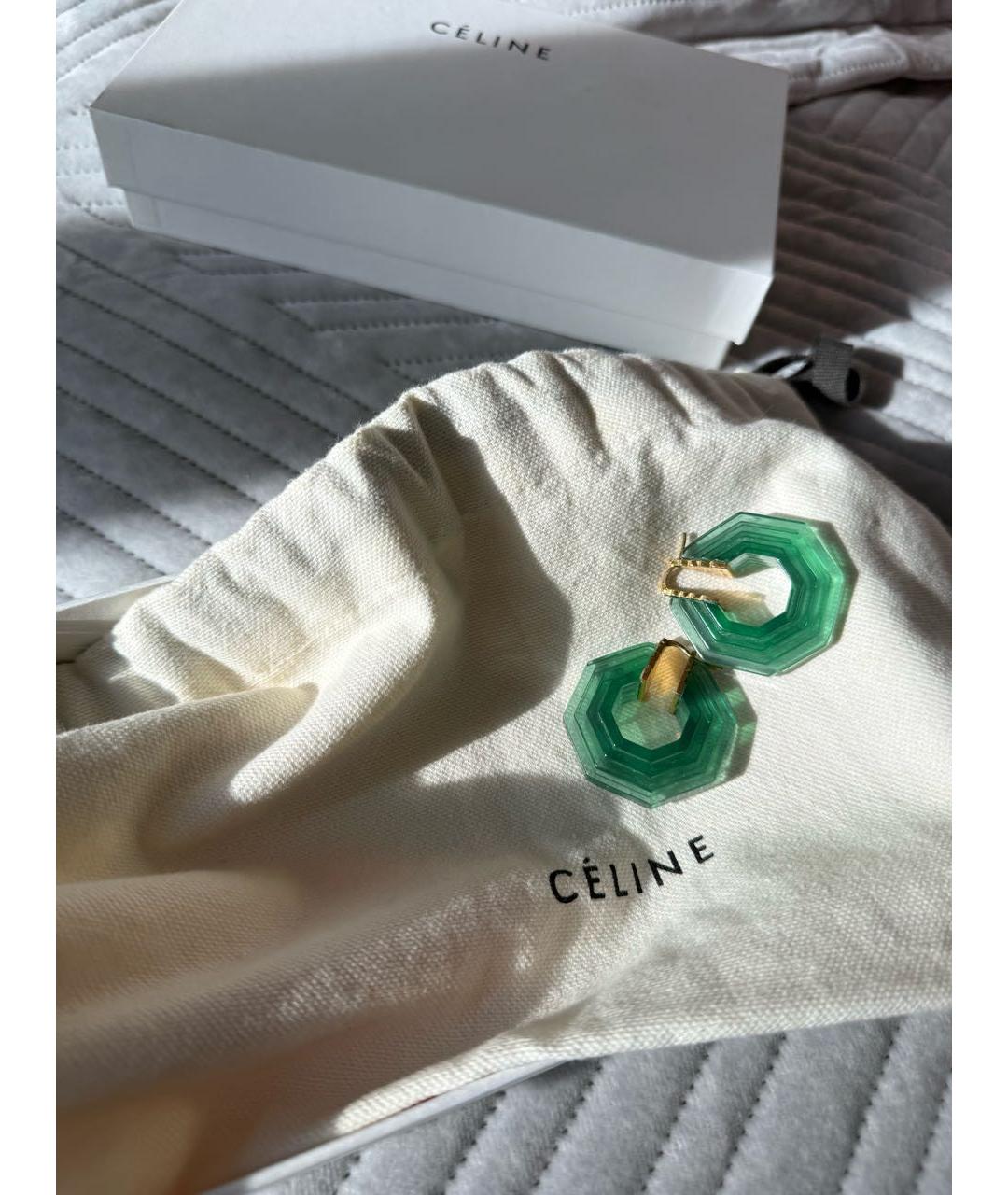 CELINE Зеленые пластиковые серьги, фото 7