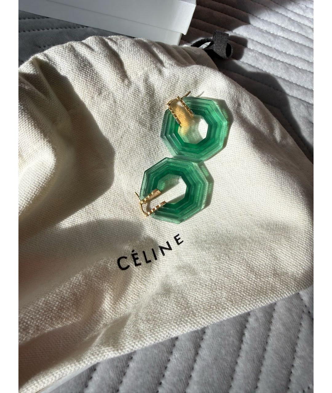 CELINE Зеленые пластиковые серьги, фото 6