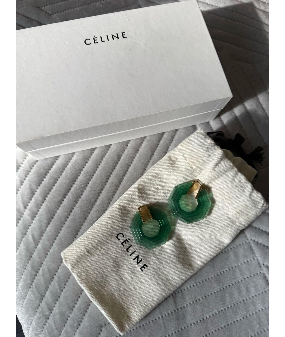 CELINE Зеленые пластиковые серьги, фото 4